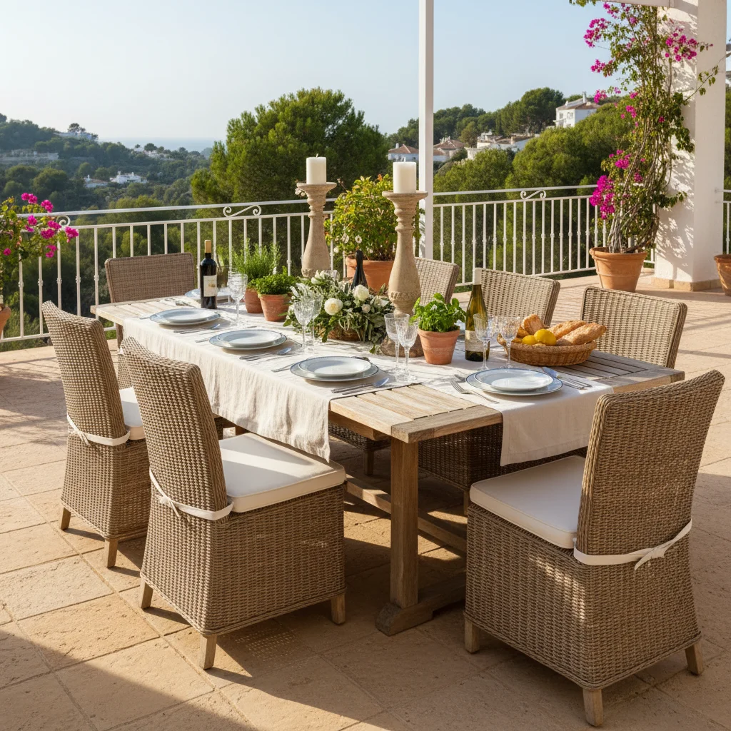 Outdoor Dining Sets setup on a Mediterranean terrace in Rojales, Costa Blanca