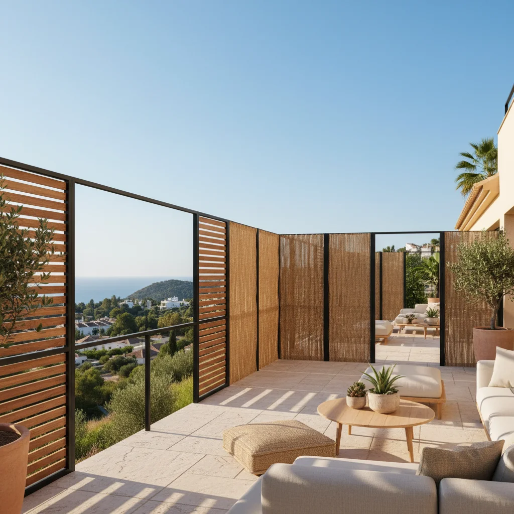 Tuinomheining opstelling op een mediterraan terras in Rojales, Costa Blanca
