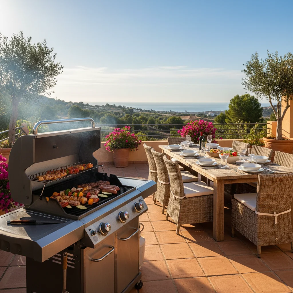 Gas BBQs setup on a Mediterranean terrace in Rojales, Costa Blanca
