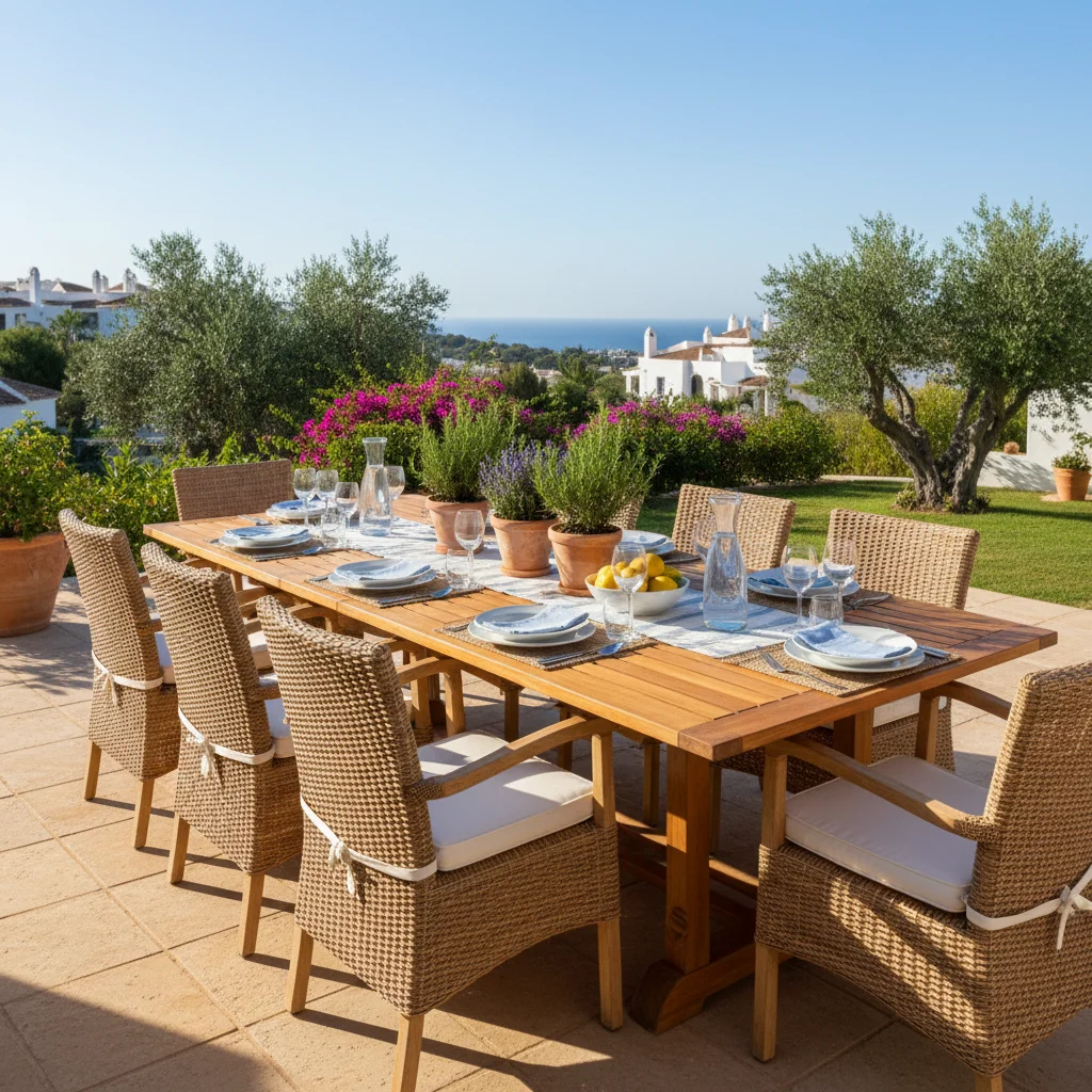 Outdoor Dining Sets setup on a Mediterranean terrace in San Fulgencio, Costa Blanca