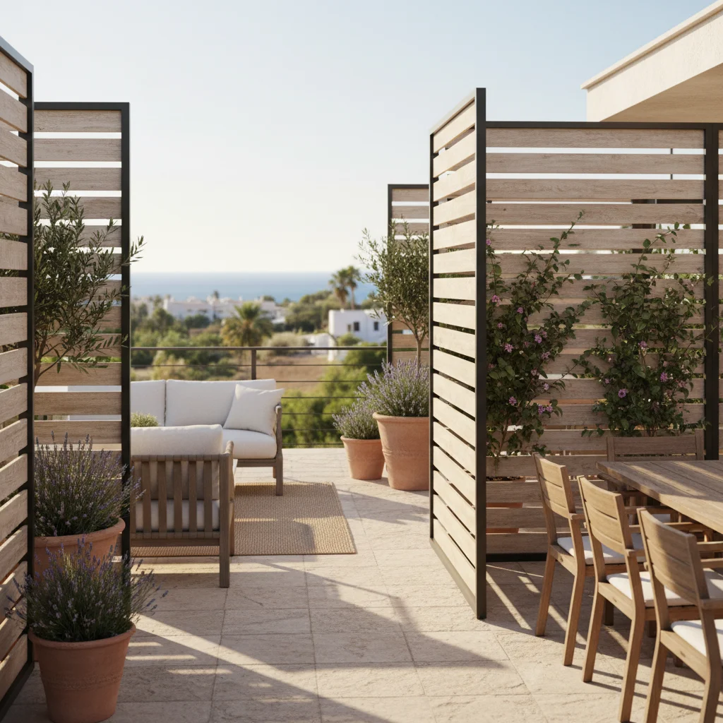 Garden Fencing & Privacy Screens setup on a Mediterranean terrace in San Fulgencio, Costa Blanca
