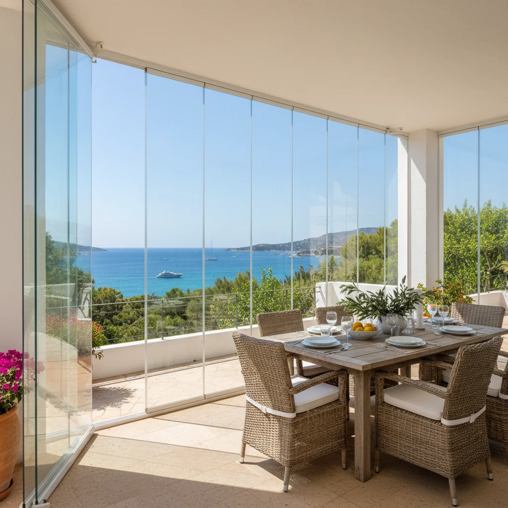Glass Curtains & Glass Rooms setup on a Mediterranean terrace in San Fulgencio, Costa Blanca