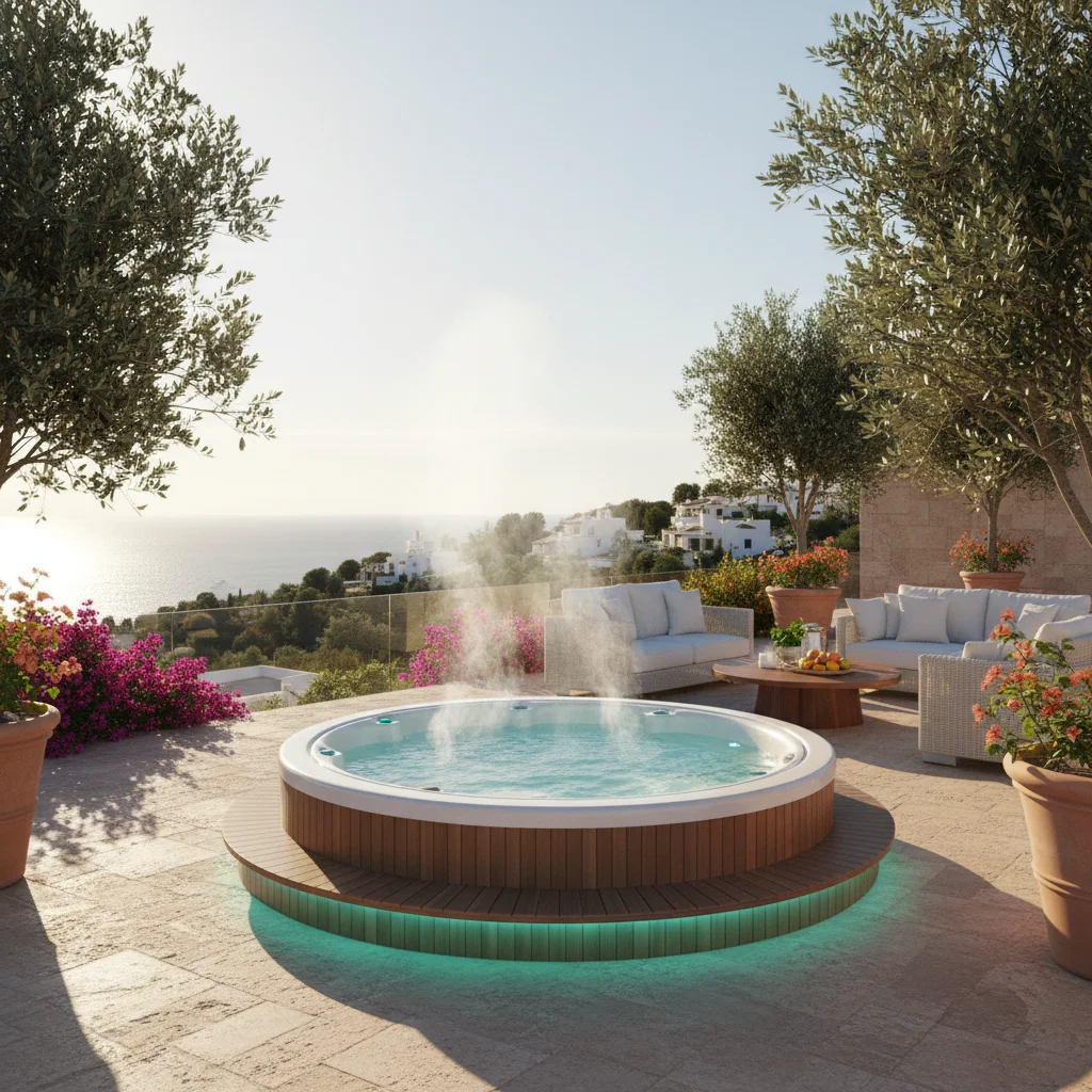 Installation de spas et jacuzzis sur une terrasse méditerranéenne à San Fulgencio, Costa Blanca