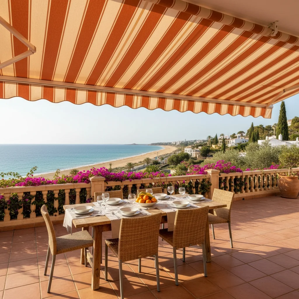 Installation de stores et auvents sur une terrasse méditerranéenne à San Juan de Alicante, Costa Blanca
