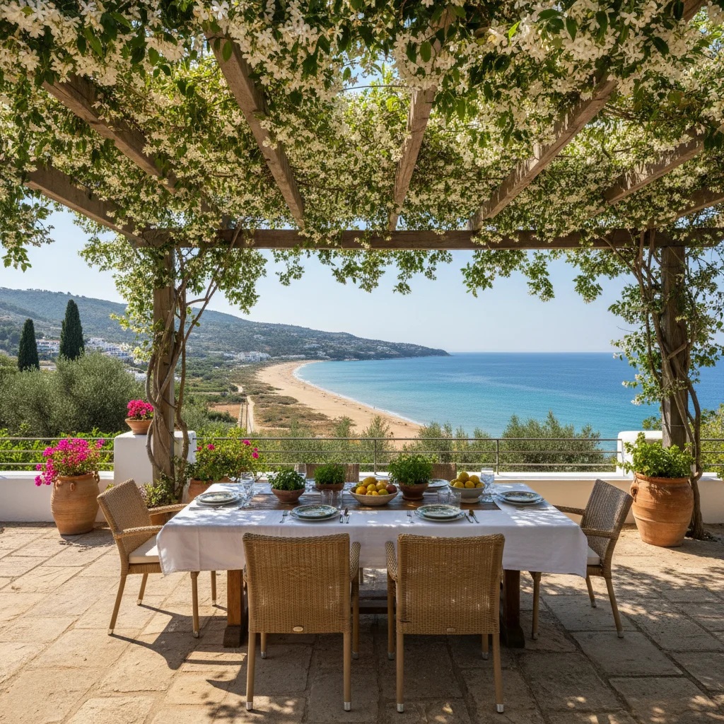 Installation de pergolas fixes sur une terrasse méditerranéenne à San Juan de Alicante, Costa Blanca