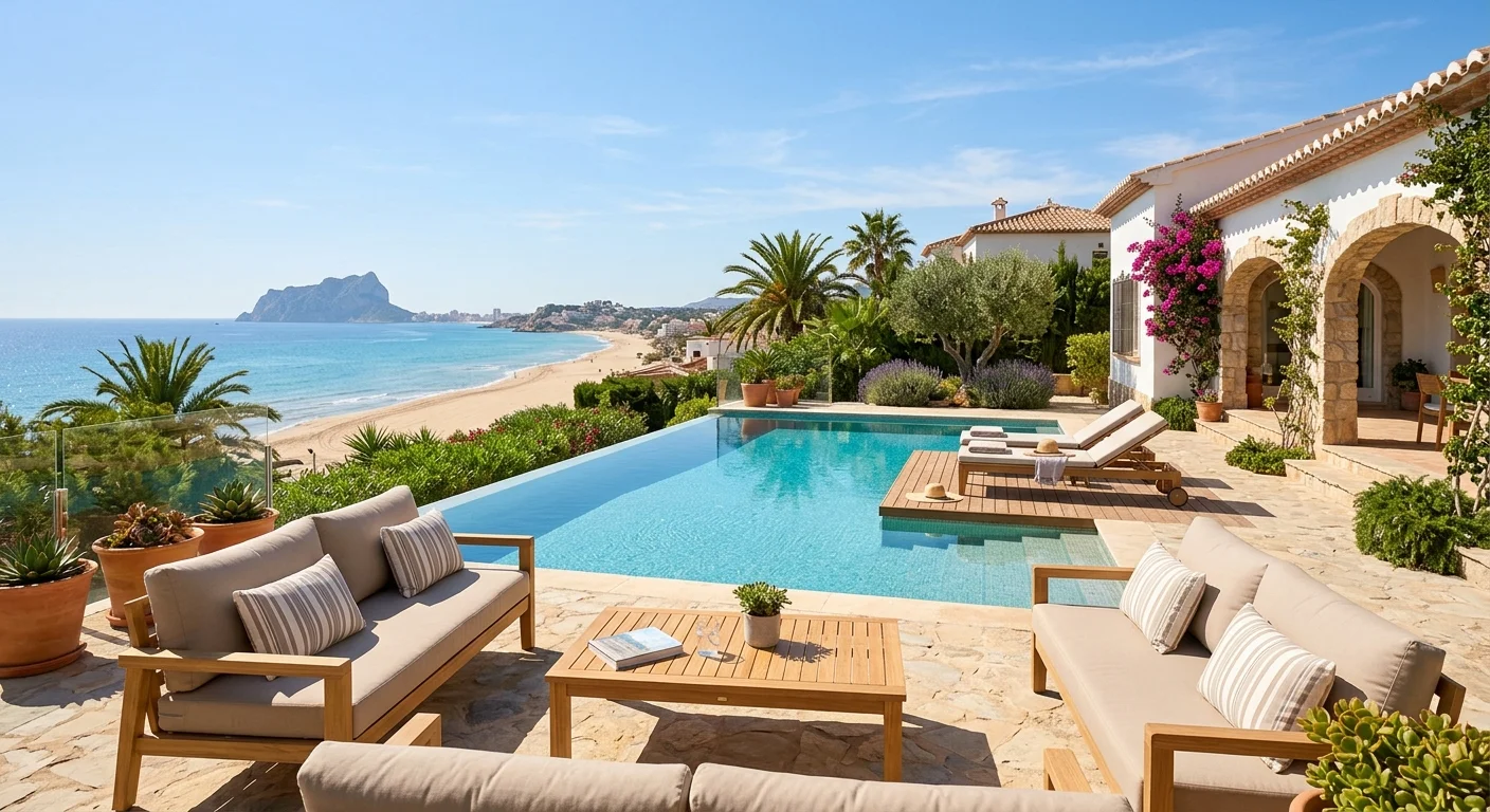 Swimming Pools setup on a Mediterranean terrace in San Juan de Alicante, Costa Blanca