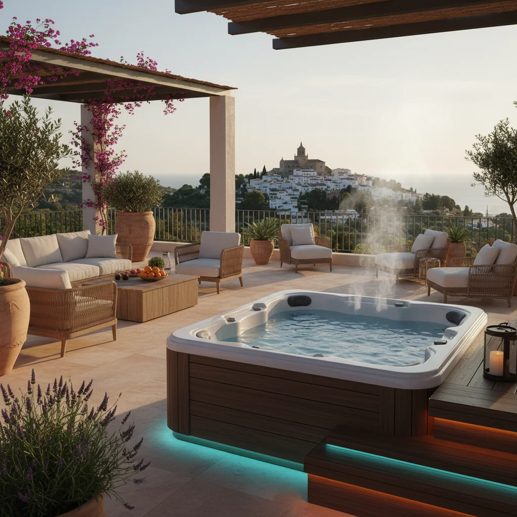 Hot Tubs & Swim Spas setup on a Mediterranean terrace in San Miguel de Salinas, Costa Blanca