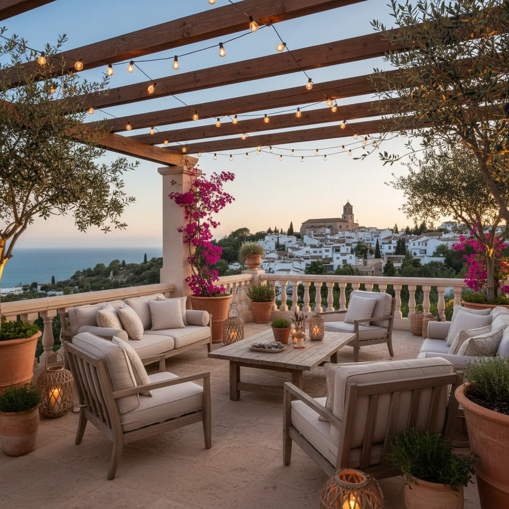 Installation de éclairage extérieur sur une terrasse méditerranéenne à San Miguel de Salinas, Costa Blanca