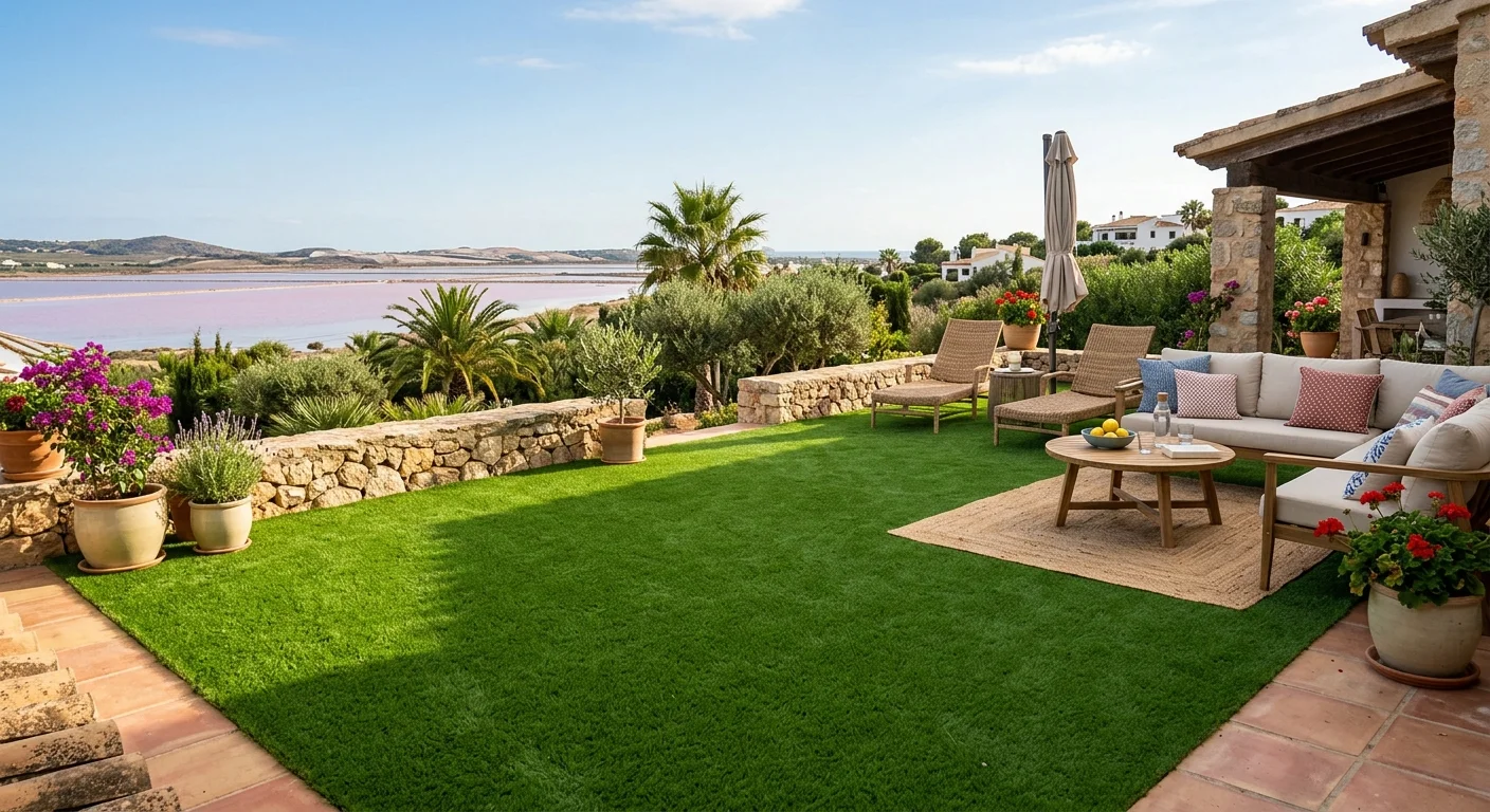 Artificial Grass & Landscaping setup on a Mediterranean terrace in Torrevieja, Costa Blanca