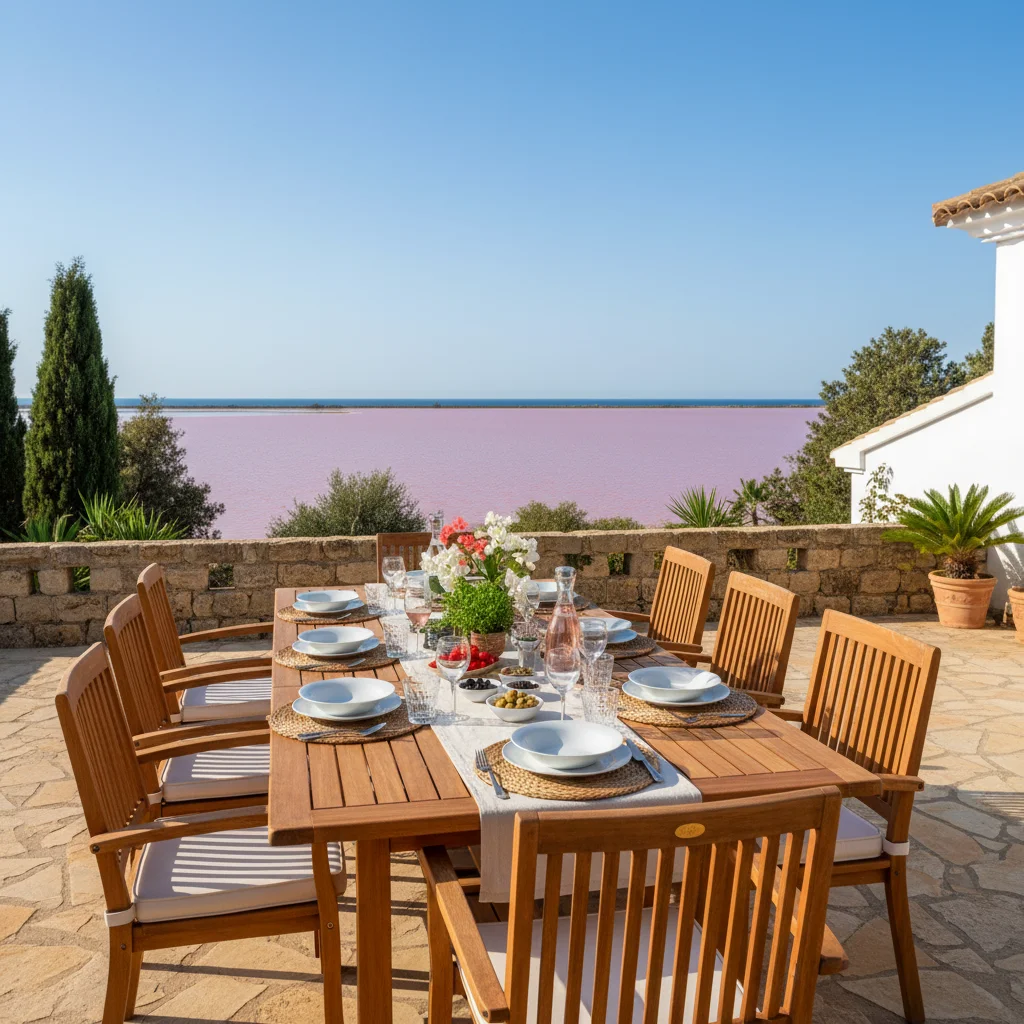 Eetsets opstelling op een mediterraan terras in Torrevieja, Costa Blanca