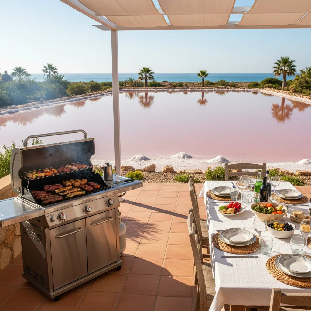 Gas BBQs setup on a Mediterranean terrace in Torrevieja, Costa Blanca