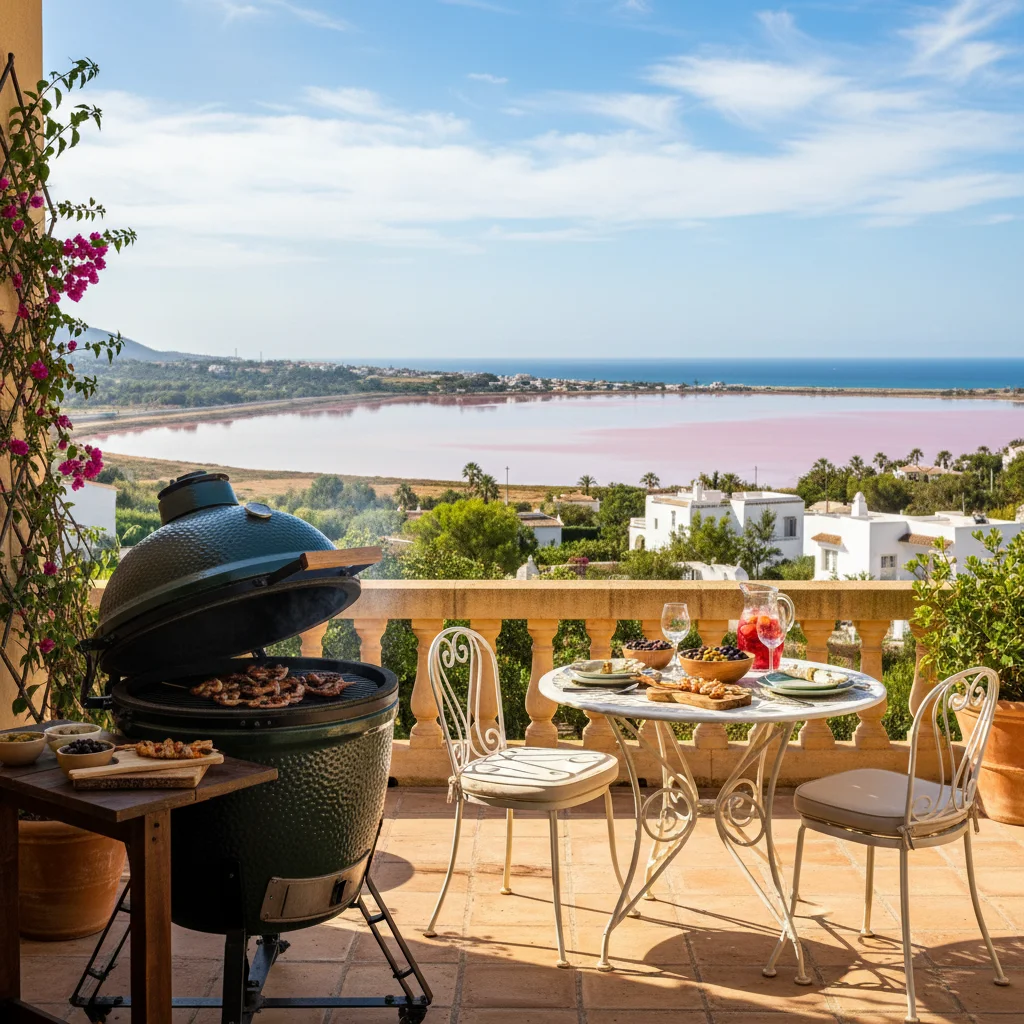 Kamado BBQs setup on a Mediterranean terrace in Torrevieja, Costa Blanca