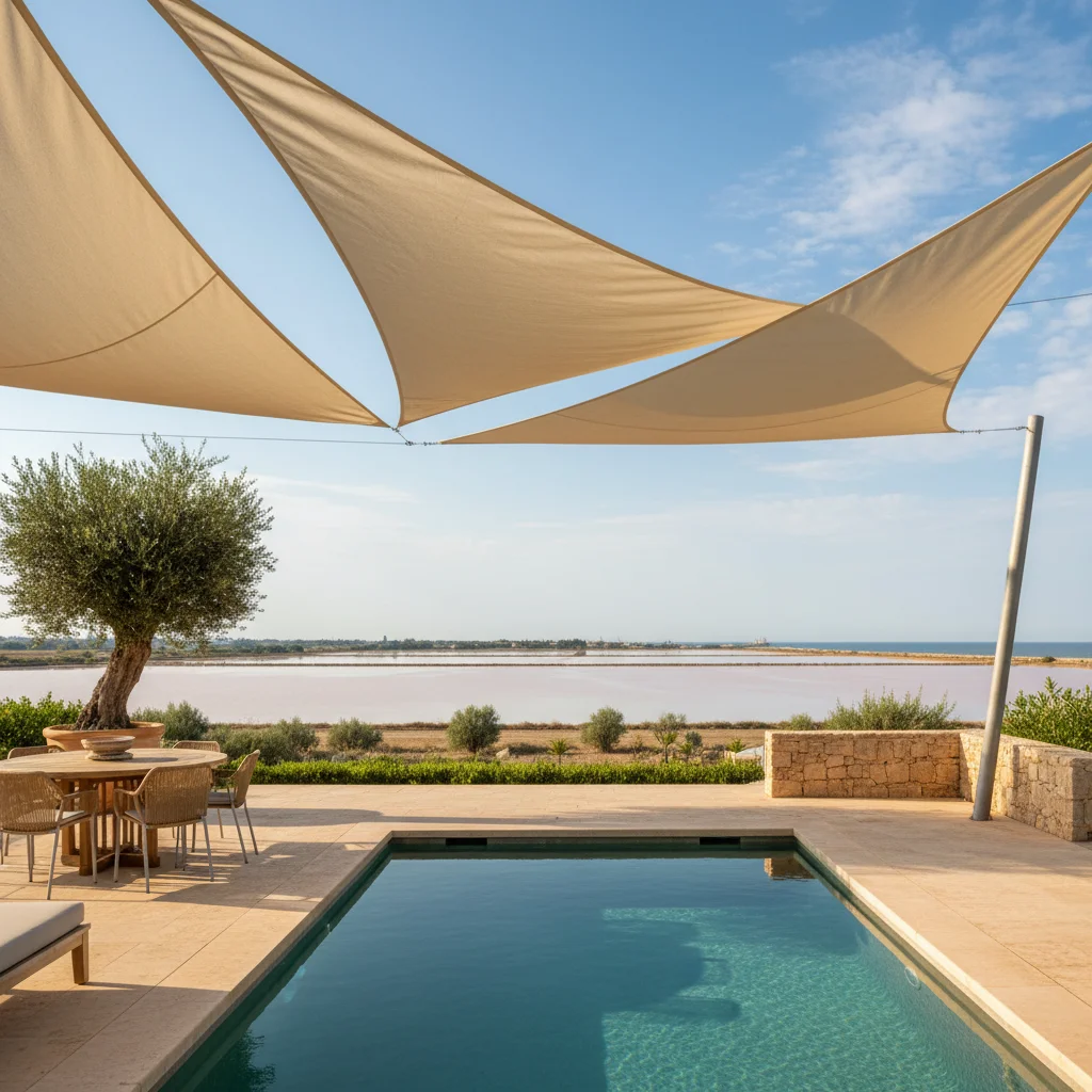 Shade Sails setup on a Mediterranean terrace in Torrevieja, Costa Blanca