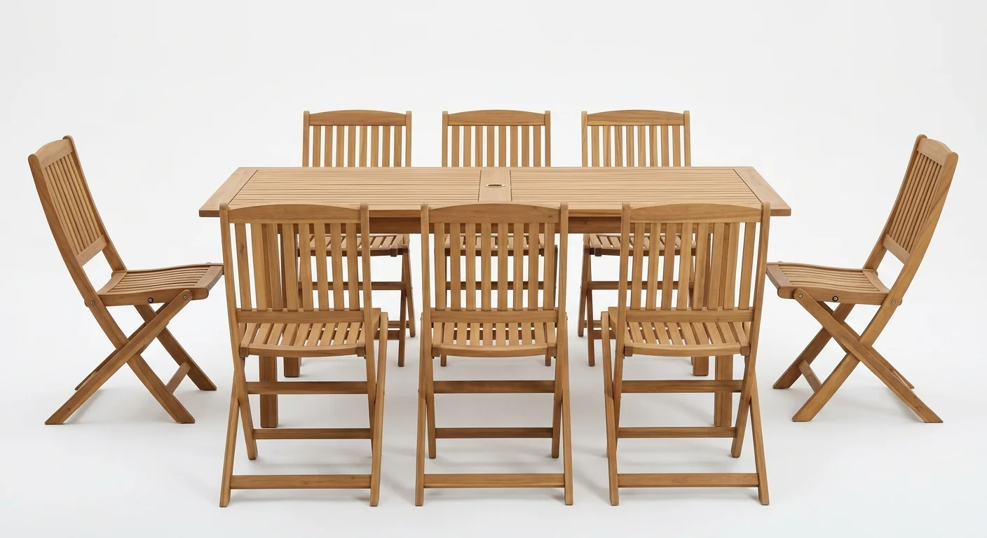 Outsunny 7-Piece Teak-Effect Dining Set by Outsunny