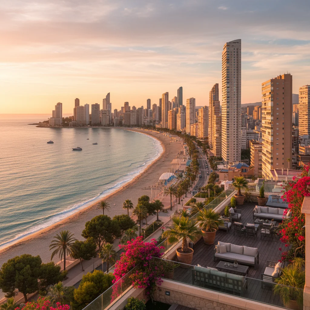 Outdoor living terrace with gas bbqs in Benidorm, Costa Blanca, Spain