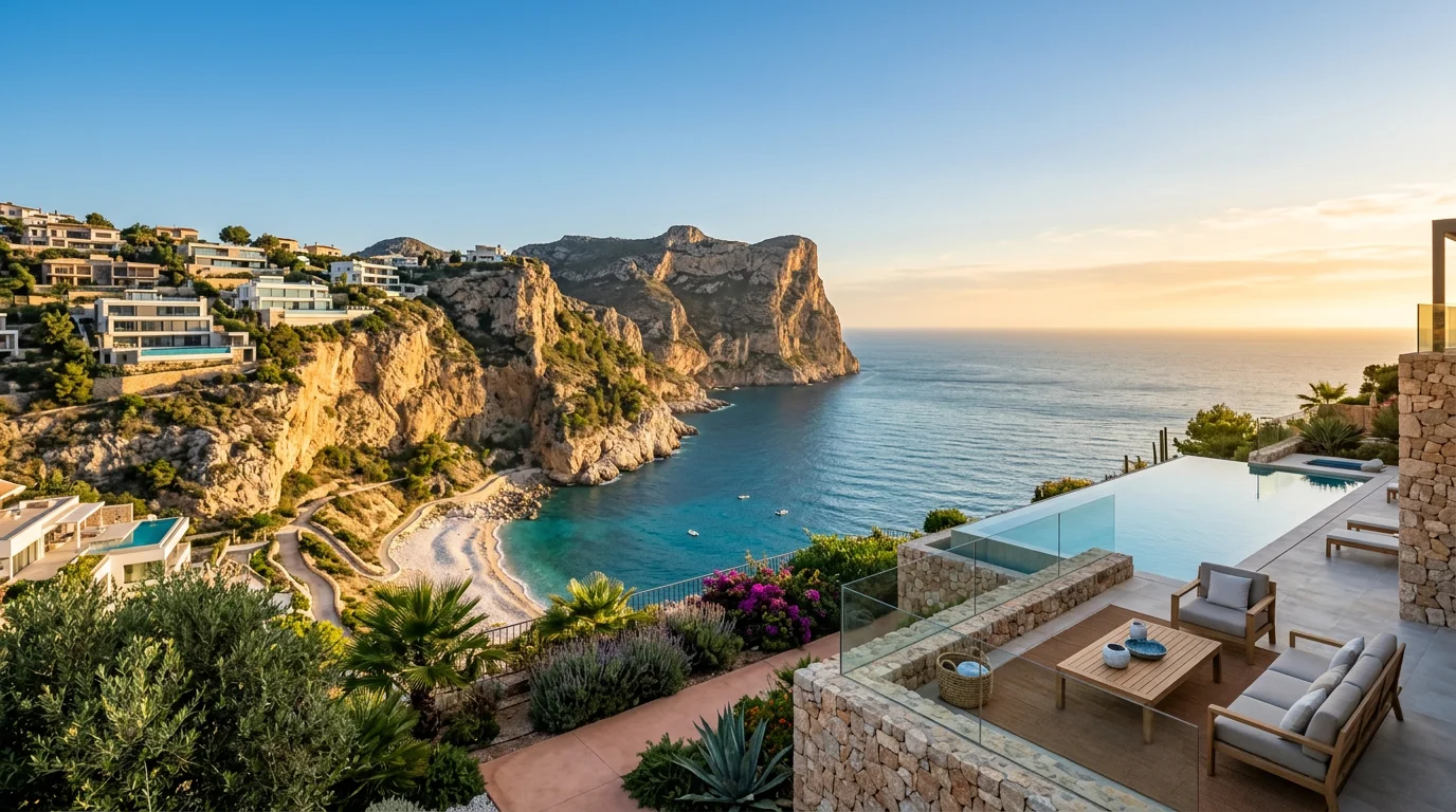 Outdoor living terrace with gas bbqs in Benitachell, Costa Blanca, Spain